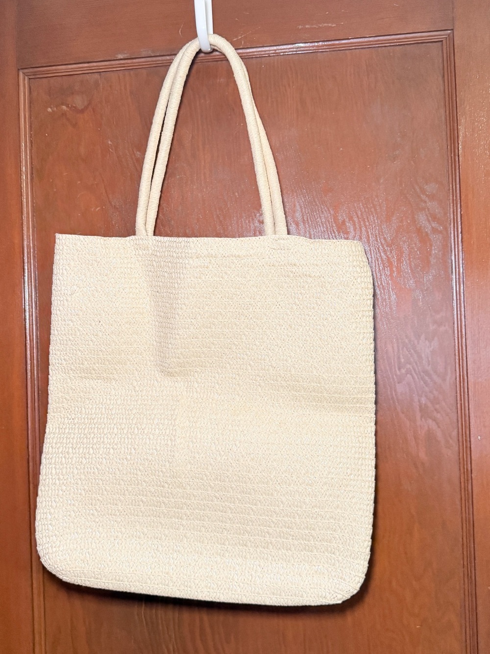 Neutral Cream Woven Tote Bag - Unbranded